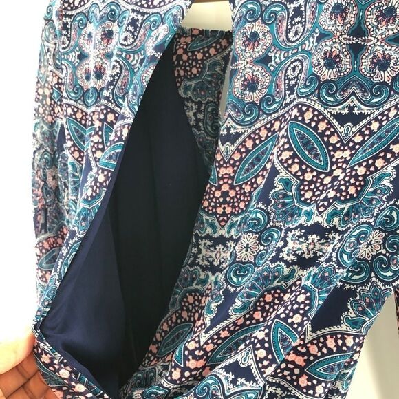 Express Paisley Print Keyhole Long Sleeve Romper Size XS - Picture 8 of 10